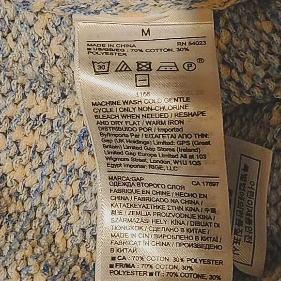 GAP Light Blue & White Open Front Knit Cardigan Sweater – Size M - Picture 3 of 5